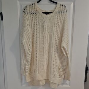 Express Cream Cable Knit Sweater- Large